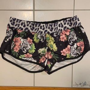 Jungle tiger floral print surf shorts